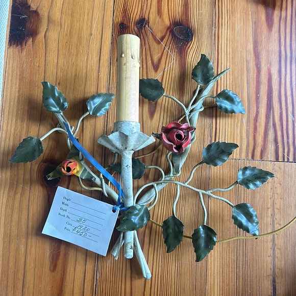 Pair of Enamel French Wall Sconces - Picture 4 of 6